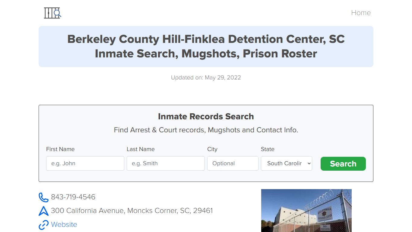 Berkeley County Hill-Finklea Detention Center, SC Inmate ...