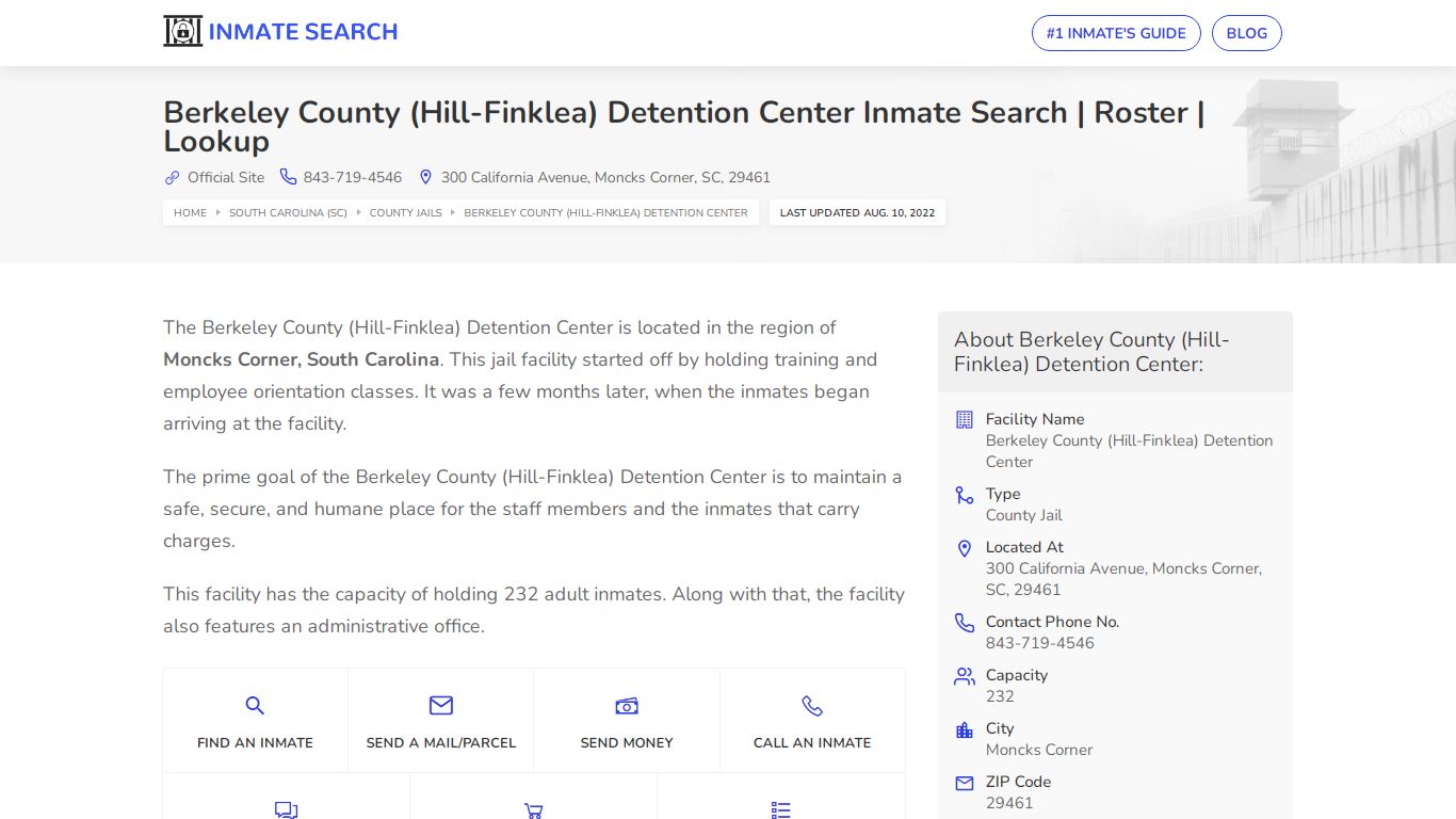 Berkeley County (Hill-Finklea) Detention ... - Inmate Search