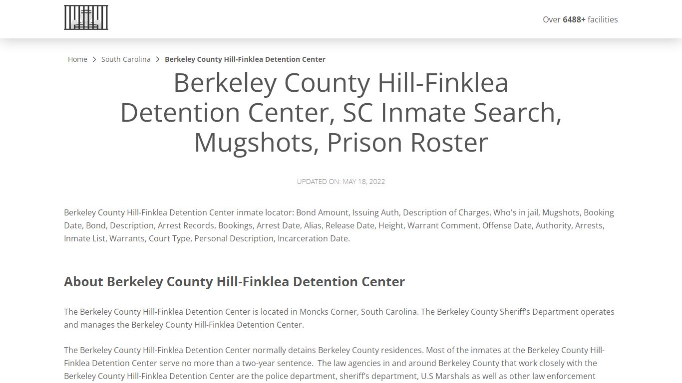 Berkeley County Hill-Finklea Detention Center, SC Inmate ...